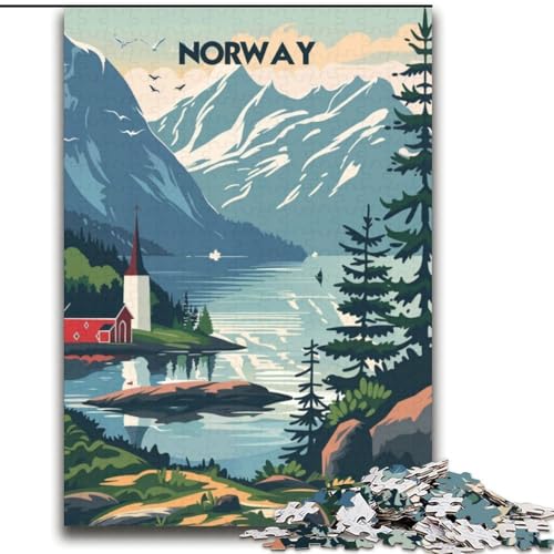 Puzzle für Teenager, 1000 norwegische Fjordlandschaft, Familienspiel, Stressabbau, schwierige Herausforderung, Wichtelgeschenke (38x52cm), 1000 Teile von NGZITNFXL