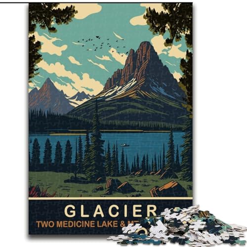 Puzzle für Teenager, 1000-teiliges Puzzle, Gletscher-Montana, anspruchsvolles Spiel und Familienspiel, EIN Kunstwerk für 14-Jährige (50x75cm), 1000 Teile von NGZITNFXL
