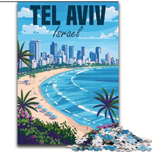 Puzzle für Teenager, 1000-teiliges Puzzle, Israel, Tel Aviv, Reise, anspruchsvolles Spiel und Familienspiel, EIN Kunstwerk für 14-Jährige (38x26cm), 1000 Teile von NGZITNFXL