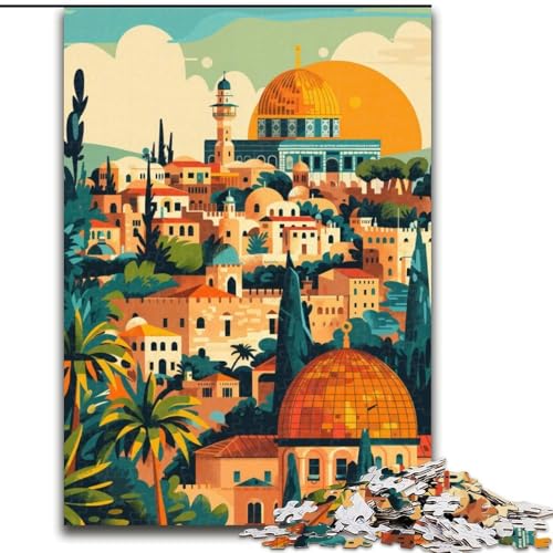 Puzzle für Teenager, 1000-teiliges Puzzle, Jerusalem-Stadtbild, anspruchsvolles Spiel und Familienspiel, EIN Kunstwerk für 14-Jährige (50x75cm), 1000 Teile von NGZITNFXL