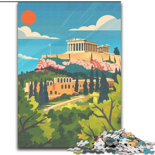 Puzzle für Teenager, Akropolis-Athen-Illustration, anspruchsvolles Spiel, Spielzeug, Geschenk für die ganze Familie, ab 14 Jahren (50x75cm), 1000 Teile von NGZITNFXL
