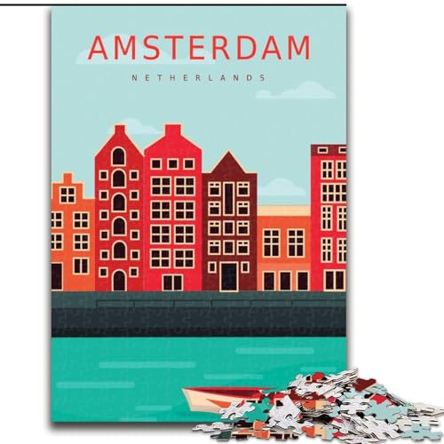 Puzzle für Teenager, Amsterdam, Niederlande, anspruchsvolles Spiel, Spielzeug, Geschenk für die ganze Familie, ab 14 Jahren (50x75cm), 1000 Teile von NGZITNFXL