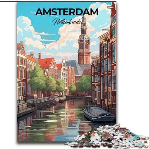 Puzzle für Teenager, Amsterdam, Niederlande, anspruchsvolles Spiel, Spielzeug, Geschenk für die ganze Familie, ab 14 Jahren (50x75cm), 1000 Teile von NGZITNFXL