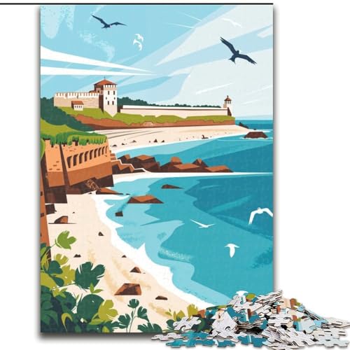 Puzzle für Teenager, Küstenfestungsillustration, anspruchsvolles Spiel und Familienspiel, ganze Familie (38x26cm), 1000 Teile von NGZITNFXL