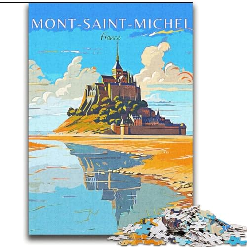 Puzzle für Teenager, Mont Saint Michel, anspruchsvolles Spiel und Familienspiel, ganze Familie (38x52cm), 1000 Teile von NGZITNFXL