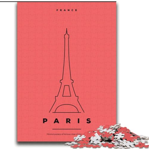 Puzzle für Teenager, Paris, Frankreich Anspruchsvolles Spiel und Familienspiel, ganze Familie (38x52cm), 1000 Teile von NGZITNFXL
