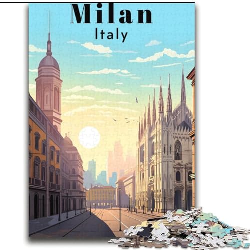 Puzzle für Teenager, Reiseplakat Mailand, Italien Anspruchsvolles Spiel und Familienspiel, ganze Familie (38x52cm), 1000 Teile von NGZITNFXL