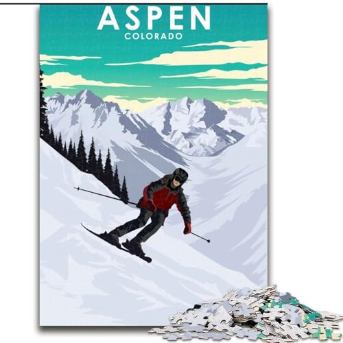 Puzzle für Teenager, Skigebiet Aspen, Colorado Anspruchsvolles Spiel und Familienspiel, ganze Familie (38x26cm), 1000 Teile von NGZITNFXL
