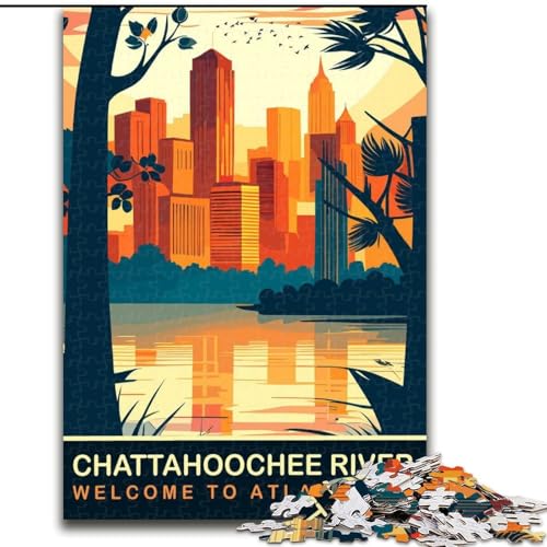 Puzzle für Teenager, Sonnenuntergang am Chattahoochee River, anspruchsvolles Spiel, Spielzeug, Geschenk für die ganze Familie, ab 14 Jahren (50x75cm), 1000 Teile von NGZITNFXL
