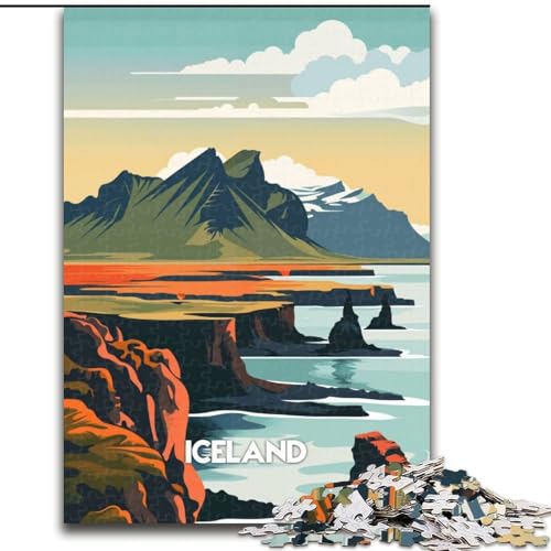 Puzzle für Teenager, isländische Küste, anspruchsvolles Spiel, Spielzeug, Geschenk für die ganze Familie, ab 14 Jahren (50x75cm), 1000 Teile von NGZITNFXL