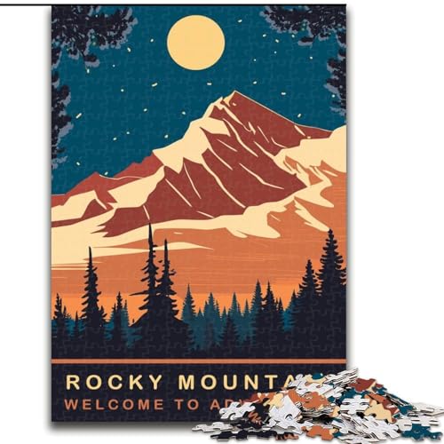 Puzzle für Teenager Mond über den Rocky Mountains, anspruchsvolles Spiel und Familienspiel, ganze Familie (38x26cm), 1000 Teile von NGZITNFXL