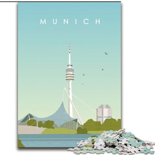 Puzzle für Teenager München, anspruchsvolles Spiel, Spielzeug, Geschenk für die ganze Familie, ab 14 Jahren (50x75cm), 1000 Teile von NGZITNFXL