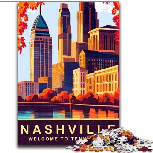 Puzzle für Teenager Nashville, anspruchsvolles Spiel und Familienspiel, ganze Familie (50x75cm), 1000 Teile von NGZITNFXL