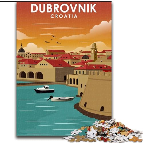 Puzzle mit 1000 Teilen für Erwachsene, Dubrovnik, Kroatien, Reise, anspruchsvoll zu vervollständigen, Aber lustig und humorvoll, einzigartige Heimdekoration und Geschenke (38x26cm), 1000 Teile von NGZITNFXL