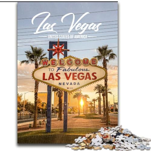 Puzzle mit 1000 Teilen für Erwachsene, Las Vegas, Stressabbau, schwierige Herausforderung, jedes Teil ist einzigartig – anspruchsvolles, unterhaltsames Familienspiel (50x75cm), 1000 Teile von NGZITNFXL