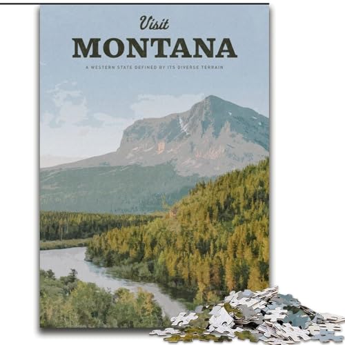 Puzzle mit 1000 Teilen für Erwachsene Besuchen Sie Montana Anspruchsvoll zu vervollständigen, Aber lustig und humorvoll Einzigartige Heimdekoration und Geschenke (38x26cm), 1000 Teile von NGZITNFXL
