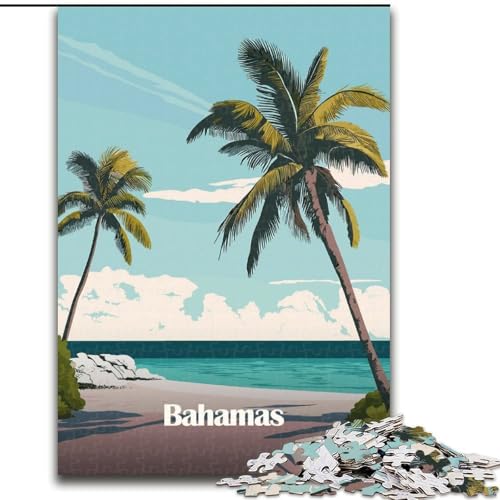 Puzzle mit 1000 Teilen für Teenager, Bahamas, Palmenstrand, Dekomprimieren, intellektuelles Lernspielzeug, Wichtelgeschenke (50x75cm), 1000 Stück von NGZITNFXL