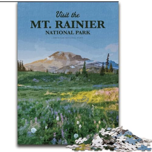 Puzzle mit 1000 Teilen für Teenager, Besuch des Mount Rainier, Dekomprimieren, intellektuelles Lernspielzeug, Wichtelgeschenke (50x75cm), 1000 Stück von NGZITNFXL