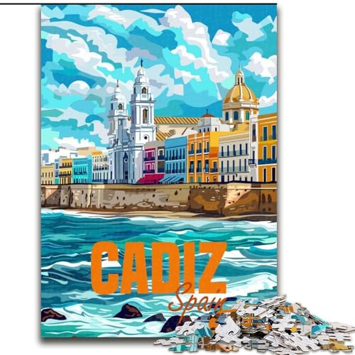 Puzzle mit 1000 Teilen für Teenager, Cadiz, Spanien-Reise, geeignet für Kinder ab 14 Jahren, anspruchsvolles Spiel, tolles Geschenk zum Spielen (50x75cm), 1000 Teile von NGZITNFXL