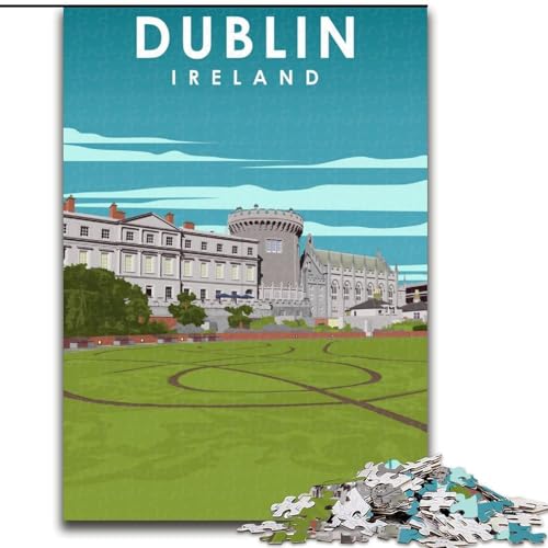 Puzzle mit 1000 Teilen für Teenager, Dublin, Irland, Reisekunst, geeignet für Kinder ab 14 Jahren, anspruchsvolles Spiel, tolles Geschenk zum Spielen (50x75cm), 1000 Teile von NGZITNFXL