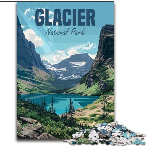 Puzzle mit 1000 Teilen für Teenager, Glacier-Nationalpark, geeignet für Kinder ab 14 Jahren, anspruchsvolles Spiel, tolles Geschenk für Gaming (50x75cm), 1000 Teile von NGZITNFXL