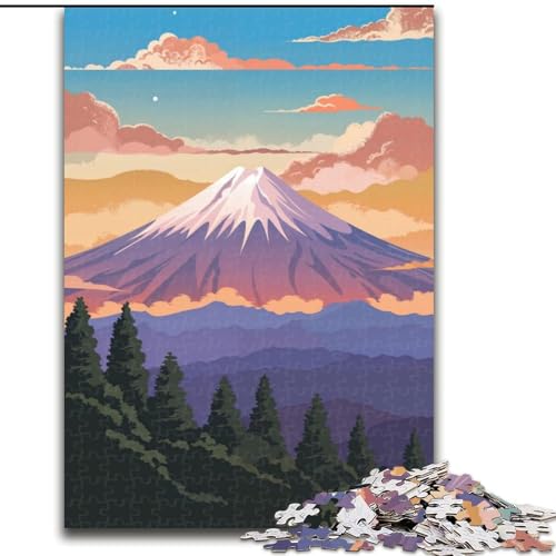 Puzzle mit 1000 Teilen für Teenager, Sonnenuntergang am Fuji, geeignet für Kinder ab 14 Jahren, anspruchsvolles Spiel, tolles Geschenk für Gaming (50x75cm), 1000 Teile von NGZITNFXL