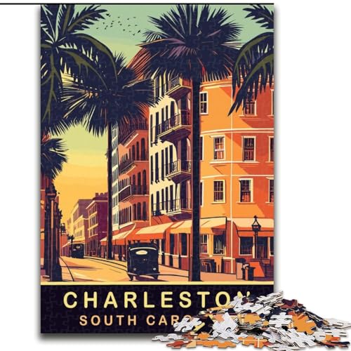 Puzzle mit 1000 Teilen für Teenager, Straßen von Charleston, geeignet für Kinder ab 14 Jahren, anspruchsvolles Spiel, tolles Geschenk für Gaming (50x75cm), 1000 Teile von NGZITNFXL