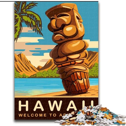 Puzzles für Erwachsene und Jugendliche, 1000 Teile, Hawaiianische Tiki-Statue, hilft dem Gehirn, süchtig machendes Spielzeug zur Förderung der Geduld, Geschenk zum Geburtstag (50x75cm), 1000 Teile von NGZITNFXL