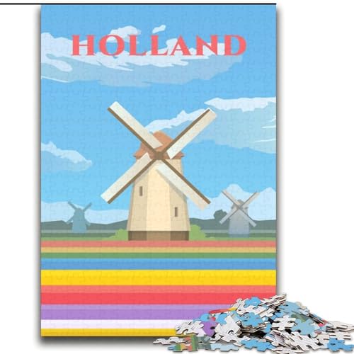 Puzzles für Teenager, Holland, anspruchsvolles Spiel, Spielzeug, Geschenk für die ganze Familie, ab 14 Jahren (38x52cm), 1000 Teile von NGZITNFXL