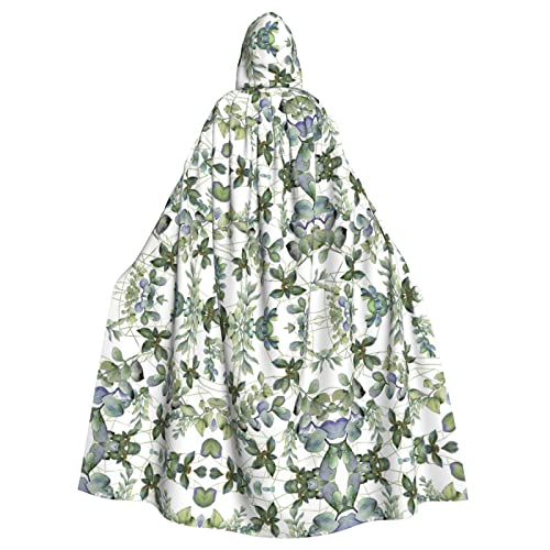 Grüner Eukalyptus-Blätter-Druck mit Kapuze für Halloween, Weihnachten, Cosplay, Kostüm, Maskerade Grüner Eukalyptus-Blätter-Druck mit Kapuze für Halloween, Weihnachten, Cosplay, Kostüm, Maskerade von NHGFVT
