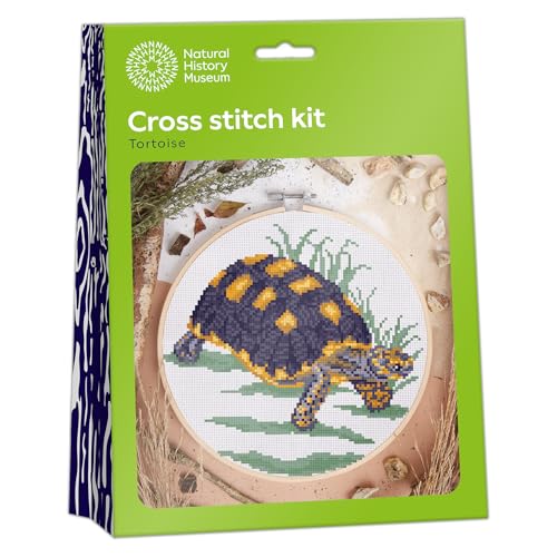 NHM Naturgeschichte Museum Kreuzstich Kit Schildkröte 14cm Sticksets für Erwachsene Kreuzstich Kits für Erwachsene Anfänger Geschenkidee mit Stickmustern Stickset von NHM