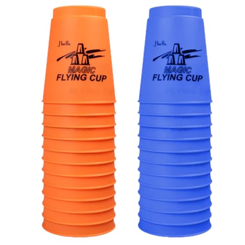 NHPY Stapelbecher,Spiel,Speed Stacking Cups (Blau&Orange) zum Geschwindigkeitstrainingsspiel Speed-Challenge-Wettbewerb Party Spielzeug 24 Stück von NHPY