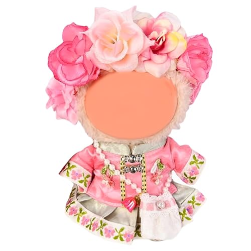 Mini Plüsch Puppen Kleidung Outfit nur Bekleidungs zubehör für 17cm Labubi.(Kopfbedeckung, Oberteil, Rock, Umhängetasche) von NHQZ