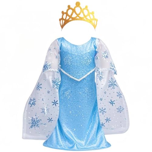 NHQ Puppen Kleidung,Eisprinzessinen-Kleid mit Tiara,Blaue Puppenkleidung für 35-45 cm Neugeborene Puppen,Puppen Zubehör von NHQZ