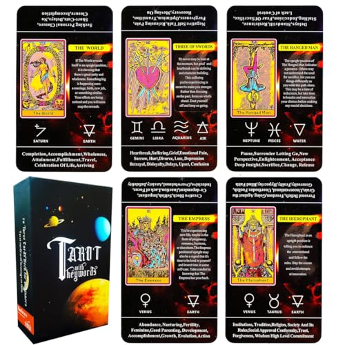 NHQ Tarotkarten,Tarot Karten für Anfänger,Tarot with Keywords,mit Bedeutungen auf Ihnen,Schlüsselwörter, Element,Planet,Ja Oder Nein,80 Blätter NHQ Tarotkarten,Tarot Karten für Anfänger,Tarot with Keywords,mit Bedeutungen auf Ihnen,Schlüsselwörter, Element,Planet,Ja Oder Nein,80 Blätter von NHQZ