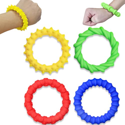 NHQZ 4 Stück Fidegt Toys Sensorischen Armbänder,Wristband Fidget Dekompression Spielzeug, Sensory Zappeln Anti Stress Spielzeug für Kinder Jungen Mädchen Stressabbau & Angstlust, Autismus Und ADHS von NHQZ