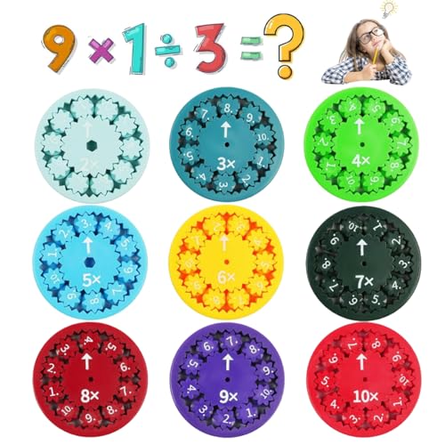 NHQZ 9-Stück Fidget Spinner, Mathe Fakten Lernspielzeug für Kinder, knobelspiele für Kinder ab 4-10, Interaktive Fidget Spinner zum Lernen von NHQZ