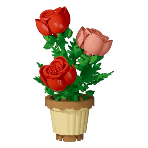 NHQZ Blumen Mini Pflanzen Pflanzen Bonsai mit Blumentopf Botanical Klemmbausteine für Geschenk Innendekoration, Rose, 1 Stück NHQZ Blumen Mini Pflanzen Pflanzen Bonsai mit Blumentopf Botanical Klemmbausteine für Geschenk Innendekoration, Rose, 1 Stück von NHQZ
