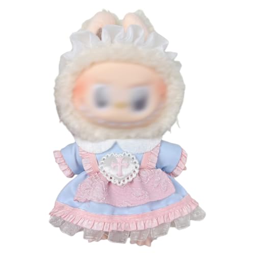 NHQZ Kleidung für 17 cm Labubu Puppe,Labubu Puppen Zubehör,Süße Puppenkleidung DIY Kinder Geschenk, 1 Mütze, 1 Strampler, ohne Puppe, rosa Blumenset von NHQZ