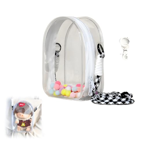 NHQZ Transparenter labubu-Rucksack mit schlüsselanhänger, mini-Rucksack für 17 cm große labubu-Puppe, zubehör für labubu-Puppen, inklusive schlüsselanhänger, schultergurten und Pompons NHQZ Transparenter labubu-Rucksack mit schlüsselanhänger, mini-Rucksack für 17 cm große labubu-Puppe, zubehör für labubu-Puppen, inklusive schlüsselanhänger, schultergurten und Pompons von NHQZ