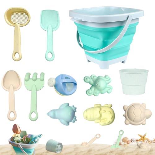 11 Stück Sandspielzeug Strandspielzeug Kinder, Strand Spielzeug Set, Sandkasten Spielzeug mit Faltbares Eimer, Sandschaufel, Sandformen, Gartenspielzeug für Kinder, Sandspielzeug für Mädchen Junge von NHYDZSZ