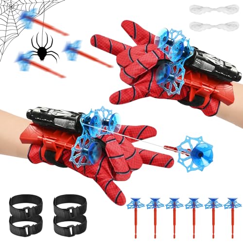 NHYDZSZ 2 Stück Launcher Handschuh, Kids Spiderm Hero Handschuhe, Spiderm Web Shooter, Handgelenk Spielzeug Set, Cosplay Glove Launcher, Kinder Geschenk Junge 3-8 Jahre von NHYDZSZ