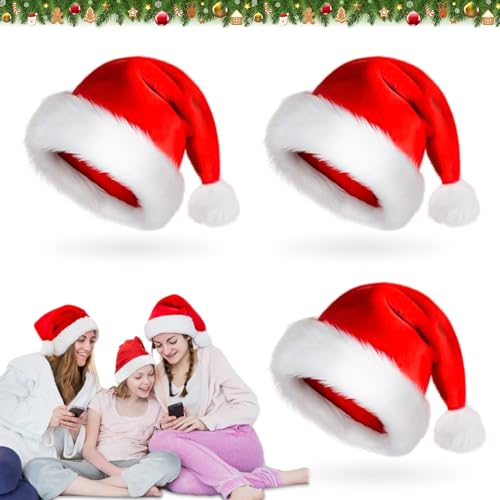 3 Stück Weihnachtsmütze Nikolausmütze Dicker Fellrand aus Plüsch Nikolaus Mütze Weihnachtliche Mütze Reissfest und Dehnbar Für Erwachsene Weihnachtsfeier Weihnachtsmarkt Warme Verdickt (Erwachsene) 3 Stück Weihnachtsmütze Nikolausmütze Dicker Fellrand aus Plüsch Nikolaus Mütze Weihnachtliche Mütze Reissfest und Dehnbar Für Erwachsene Weihnachtsfeier Weihnachtsmarkt Warme Verdickt (Erwachsene) von NHYDZSZ
