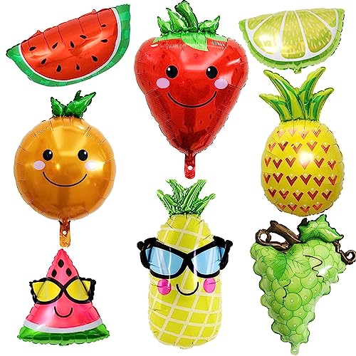 8 Stück Hawaii Ballons, Hawaii Tropical Party Ballons, Riesen Ananas Ballon, Wassermelonen Ballon, Tropischen Ballons für Hochzeit, Garten Party Deko, Beach Party Dekoration (A) von NHYDZSZ