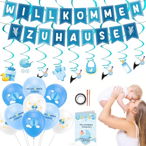 Babyparty Deko Junge,Baby Shower Junge,Luftballons Babyparty Junge,Babyparty Junge,Baby Shower Deko Boy,Baby Shower Dekorationen Junge,Für Baby Shower Babyparty Junge Deko Mehrweg von NHYDZSZ