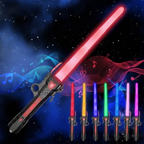 NHYDZSZ Lichtschwert Kinder, Lichtschwert Star Wars, 7 Farben Lichtschwert mit Sound, Duell Lichtschwerter, Retractable LED Lightsaber Spielzeug, Laserschwert Kinder Cosplay Spielzeug von NHYDZSZ