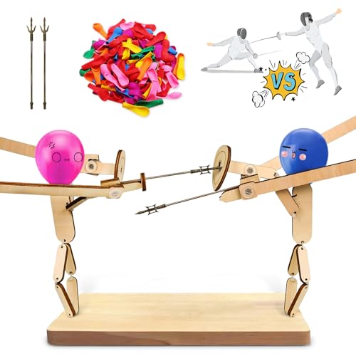 NHYDZSZ 2024 New Balloon Bamboo Man Battle, Handmade Wooden Fencing Puppets, Holz-Bots-Kampfspiel für 2 Spieler, Ballon-Bambus-Mann-Schlacht, Holzkämpfer mit Ballonkopf, Desktop-Kampfspiel (C) von NHYDZSZ