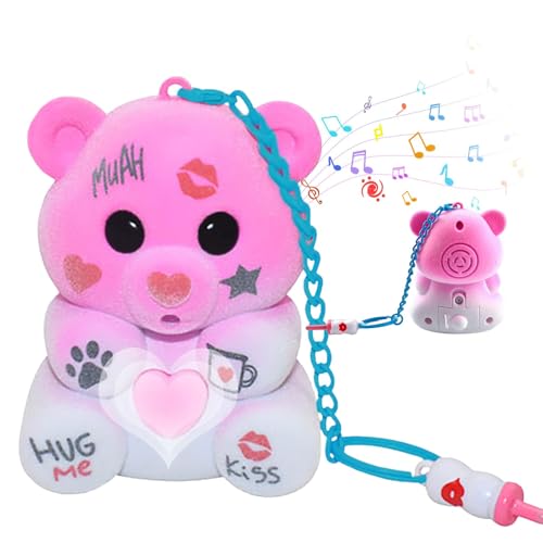 NHYDZSZ Interaktiver Bär mit Licht und Soundeffekten, Nachsprechendes Interaktiver Bär Schlüsselanhänger mit Wiedergabefunktion, für Kinder ab 3 Jahren (Rosa) von NHYDZSZ
