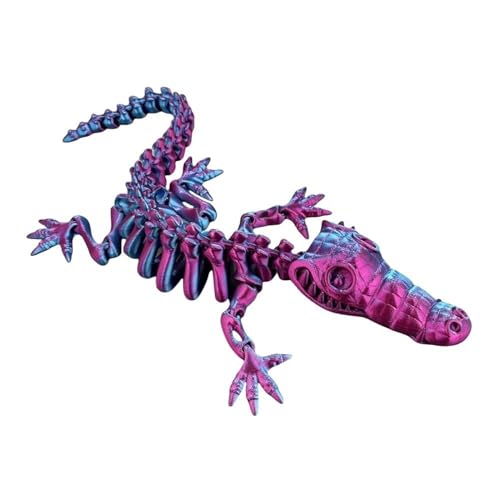 3D-gedrucktes Skelett-Krokodil, 30,5 cm voll bewegliches, flexibles Kristall-Krokodil, 3D-gedrucktes Tierspielzeug, Zappelspielzeug for Erwachsene bei Autismus, ADHS, Heimbüro-Dekoration, Chefschreibt von NIANE