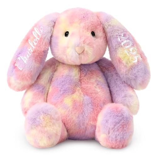 NIBESSER Personalisierte Kuscheltier Hase Schöne Osterhase, Gestickter Text auf den Ohren Personalisierte Geschenke Andenken für Jungen und Mädchen, 21-31cm von NIBESSER